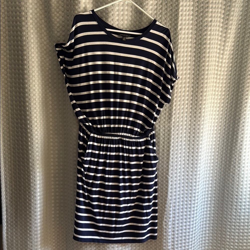 Banana Republic Black and White Midi Dress with Dolman Sleeves
